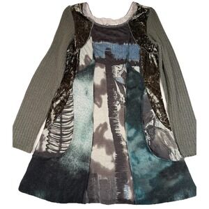 Passion Concept Dress Womens M Multicolor Patchwork Knit A-Line Pockets Tunic
